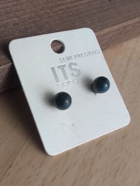 ITS Sense Semi Precious Dark Teal Stone Stud Earrings